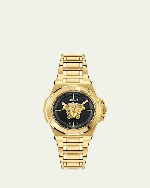 37mm Versace Hera Watch with Bracelet strap, Yellow Gold/Black